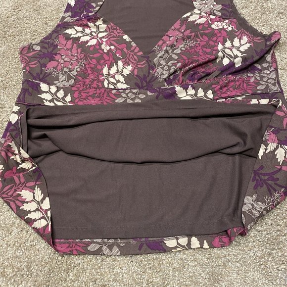 a.n.a Sleeveless Floral Tunic Blouse V-Neck Brown Purple Pink XXL 2X Lined Rayon - Picture 5 of 11